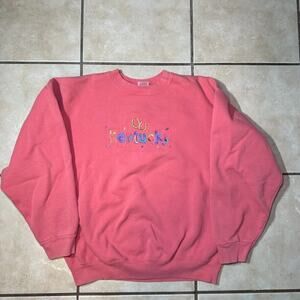 Vintage 90s Kentucky Pink Crewneck Sweatshirt Desert Heat Tag Mens Large Western